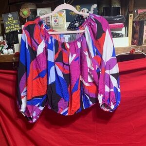 #069 Size medium Nine West NWT Multicolor Floral Blouse